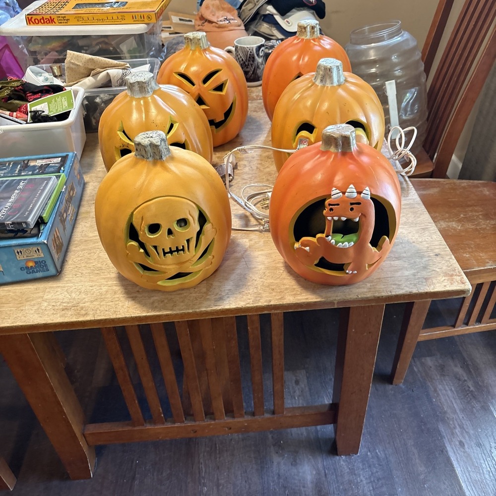 Vintage Halloween Light Up Jack O Lantern Pumpkin Lot 6 Seasons Target Decor